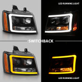 Anzo 111402 - 07-14 Chevy Tahoe Projector Headlights w/ Plank Style Design Black w/ Amber