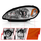 Anzo 111472 - 2001-2005 Chrysler Pt Cruiser Crystal Headlight Chrome Amber (OE)