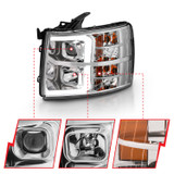 Anzo 111481 - 2007-2013 Chevy Silverado 1500 Projector Plank Style Chrome Amber