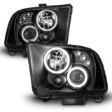 Anzo 121166 - 2005-2009 Ford Mustang Projector Headlights w/ Halo Black
