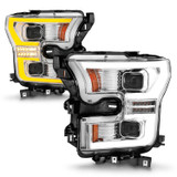Anzo 111548 - 15-17 Ford F-150 LED Projector Headlights - w/ Light Bar Switchback Chrome Housing