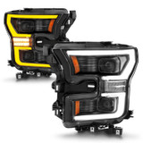 Anzo 111547 - 15-17 Ford F-150 LED Projector Headlights - w/ Light Bar Switchback Black Housing
