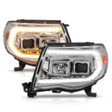 Anzo 111565 - 05-11 Toyota Tacoma Projector Headlights w/Light Bar Switchback Chrome Housing