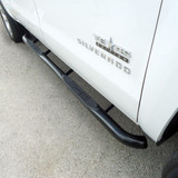 ARIES 204045 - 3" Round Black Steel Side Bars, Select Silverado, Sierra 1500, 2500, 3500 HD