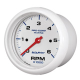 AutoMeter 200752 - Marine White Ultra-Lite Gauge 3-3/8in Tachometer 6K RPM