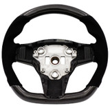 BLOX Racing BXSW-60010-B - Racing Tesla Model 3 and Y Carbon/Alcantara Steering Wheel Black Stitching