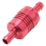 Edelbrock 8139 - Fuel Filter Aluminum 3In X 01/ 1/8In 3/8In Inlet/Outlet Red