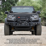 Go Rhino 331401T - 21-24 Ford Bronco (2 and 4 Door) Rockline Full Width Bumper w/ Overrider Bar