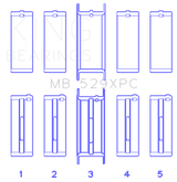 King Engine Bearings MB529XPCSTDX - King Ford 260CI/289CI/302 5.0L Windsor Coated Crankshaft Main Bearing Set of 5 (Size STDX)