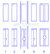 King Engine Bearings MB558XPCSTDX - King Chrysler 273 / 301 / 313 / 318 / 340 (Size STDX Oversized) Crankshaft Main Bearing Set