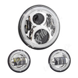 Letric Lighting LLC-LHK-7CH - 7? Full-Halo Chrome LED Headlight with (2) 4.5? Full-Halo Chrome Passing Lamps