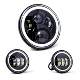 Letric Lighting LLC-LHK-7BH - 7? Full-Halo Black LED Headlight with (2) 4.5? Full-Halo Black Passing Lamps