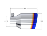 MBRP T5176BE - T304 Stainless Steel Burnt End Tip Pro Series 2.5 Inch ID 4 Inch OD Single Wall Angle Cut 6.5 Inch Length