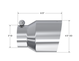 MBRP T5180 - 3 Inch Inlet 4.5 Inch OD Out 6.13 Inch Length Angle Cut Universal Tail Pipe Tip T304 Stainless Steel Tip