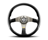 MOMO TUN35BK0B - Tuner Steering Wheel 350 mm - Black Leather/Red Stitch/Black Spokes