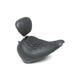 Mustang Motorcycle 83025 - Mustang 18-21 Harley Fat Boy Wide Tripper Solo Seat w/Driver Backrest Diamond Stitch - Black