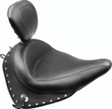 Mustang Motorcycle 79915 - Mustang 00-15 Harley Softail Std Rear Tire Wide Touring Solo Seat w/Driver Backrest Studs- Black