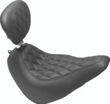 Mustang Motorcycle 83034 - Mustang 18-21 Harley Street Bob Wide Tripper Solo Seat w/Driver Backrest Diamond Stitch - Black