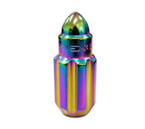 NRG LN-LS500MC-21 - 500 Series M12 X 1.5 Bullet Shape Steel Lug Nut Set - 21 Pc w/Lock Key - Neochrome