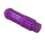 NRG LN-LS710PP-21 - 700 Series M12 X 1.25 Steel Lug Nut w/Dust Cap Cover Set 21 Pc w/Locks & Lock Socket - Purple