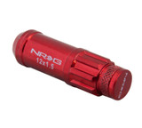 NRG LN-LS700RD-21 - 700 Series M12 X 1.5 Steel Lug Nut w/Dust Cap Cover Set 21 Pc w/Locks & Lock Socket - Red