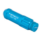 NRG LN-LS710BL-21 - 700 Series M12 X 1.25 Steel Lug Nut w/Dust Cap Cover Set 21 Pc w/Locks & Lock Socket - Blue