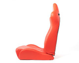 NRG RSC-810RD L/R - Reclinable Sport Seats (Pair) The Arrow Red Vinyl w/ Pressed  Logo w/ Red Stitch