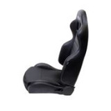 NRG RSC-208L/R - Reclinable Sport Seats (Pair) PVC Leather w/ Logo - Black w/White Stitching