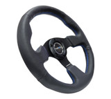 NRG RST-012R-BL - Reinforced Steering Wheel (320mm) Black Leather w/Blue Stitching