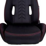 NRG RSC-800L/R - Sport Seats (Pair) Cloth w/ Logo &  Arrow Cushion Imprint - Black w/Red Stitch