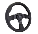 NRG RST-012R - Reinforced Steering Wheel (320mm) Black Leather w/Black Stitching