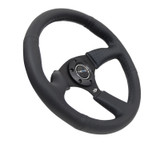 NRG RST-023MB-R - Reinforced Steering Wheel (350mm / 2.5in. Deep) Blk Leather Comfort Grip w/5mm Matte Blk Spokes