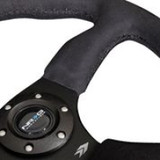 NRG RST-023MB-SA - Reinforced Steering Wheel (350mm / 2.5in. Deep)Blk Alcantara Comfort Grip w/4mm Matte Blk Spokes