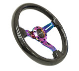 NRG ST-010MC-CF - Carbon Fiber Steering Wheel (350mm / 1.5in. Deep) Neochrome 3-Spoke Design w/Slit Cuts