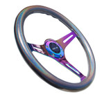 NRG ST-015MC-CN - Classic Wood Grain Steering Wheel (350mm) Chameleon/Pearlescent Paint Grip w/Neochrome 3-Spoke