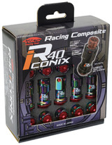 Project Kics WRIA15NK - 16+4 Neo Chrome Lock & Lug Nuts R40 Iconix - 14X1.25 (Black Cap)