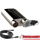 QTP 13301C - 3in Weld-On 304SS Reverse Screamer Muffler w/Bolt-On QTEC Electric Cutout