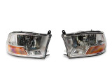 Raxiom R118018 - 09-18 Dodge RAM 1500 Axial OEM Rep Headlights w/ Single Bulb- Chrome Housing (Clear Lens)