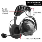 Rugged Radios H48-STX - AlphaBass Carbon Fiber Headset for STEREO and OFFROAD Intercoms Behind The Head