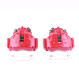 PowerStop S2038 - Power Stop 00-03 Saab 9-3 Front Red Calipers w/Brackets - Pair