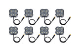 Diode Dynamics DD7753C - Stage Series SXS Rock Light Installer Kit, RGBW M8 w/Controller (8-pack)