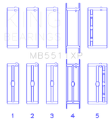 King Engine Bearings MB5511XPSTDX - General Motors 326/350/389/400 (Size STDX) Main Bearing Set