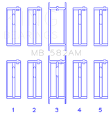 King Engine Bearings MB582AM0.5 - Ford 2.0/2.3L 8V (Size +0.50mm) Main Bearing Set
