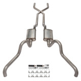 Pypes SFF10 - 1966-71 Ford Fairlane 2.5 Inch X-Pipe Crossmember Back Quarter Panel Exit Exhaust No Mufflers  Performance Exhaust