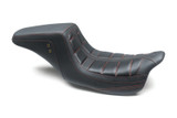 Mustang Motorcycle 75239AB - Mustang 08-21 HD Electra Glide,Rd Glide,Rd King,St Glide Squareback 1PC Seat - Black w/Red Stitching