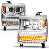 Anzo 111623A - 16-18 Chevy Silverado 1500 (Factory HID Models ONLY) Full LED Proj Headlights Chrome - Pair