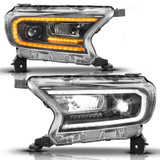 Anzo 111632A - 19-23 Ford Ranger (Factory Halogen Model) Full LED Proj Headlights Init/DRL/SeqSig Black - Pair