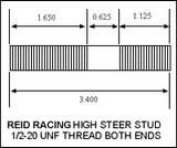 Artec Industries RR-D60112-2 - Dana 60 ARP High Steer Stud and Nut Single Kit