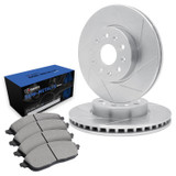 R1 Concepts WEYN1-47002 - Brake Rotor- Slotted - Silver with Semi-Met Pads