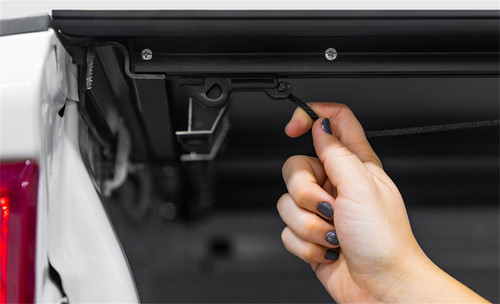 Access B3080019 - 2022+ Rivian R1T 4ft 6in Bed (w/ OEM Tonneau Track) LOMAX Folding Hard Cover - Black Urethane